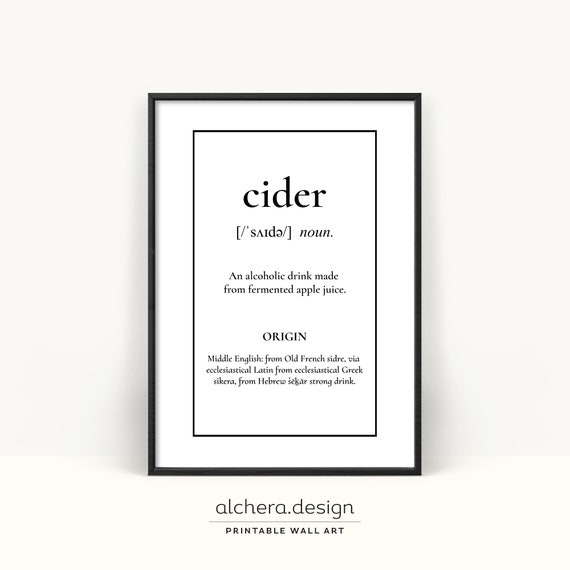 Bar Cart Cider Poster, Bar Cart Art Print