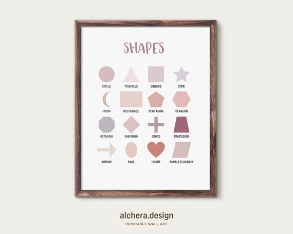 Geometric Shapes Poster Minimal Shapes Print Educational Print Homeschool Educational Poster Classroom Art Neutral Colors