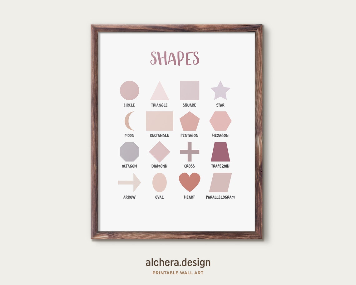 Kids Shapes Educational Chart Geometric Learning Decor Wall Art