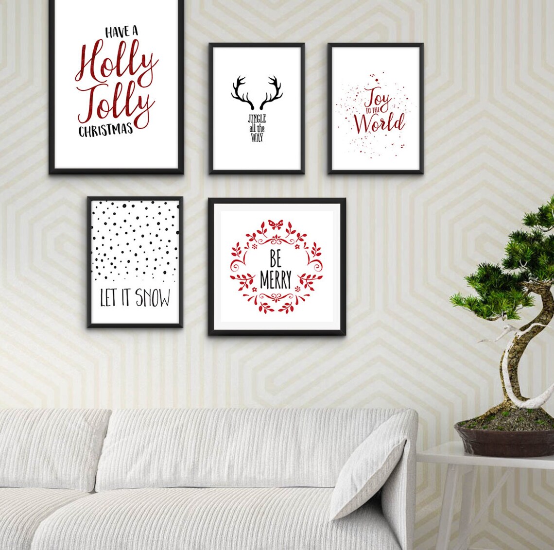 Joy to the World Christmas Carol Red Script Watercolor Quote Poster - Image 2