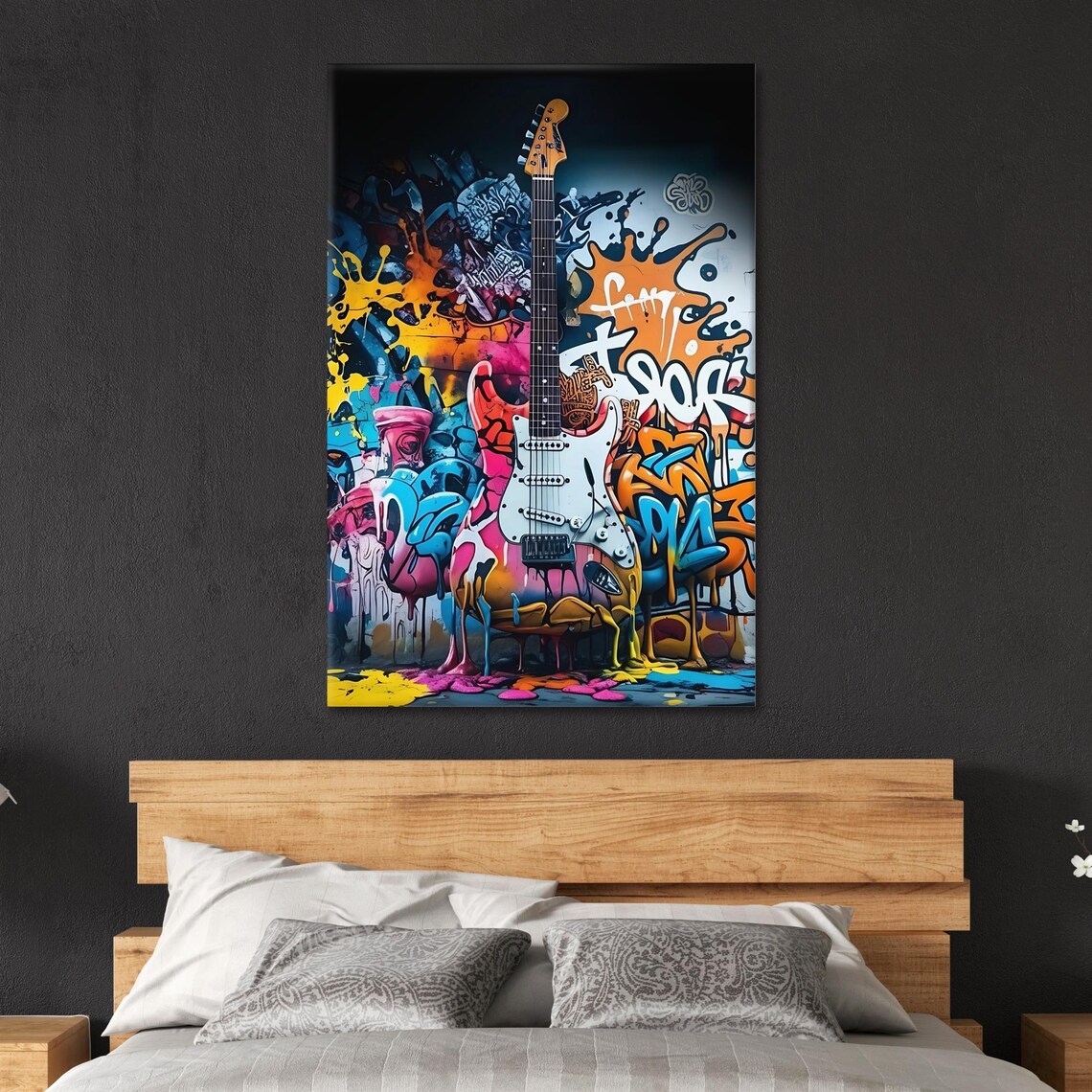 Street Art Guitar, Graffiti Music Decor - Image 2