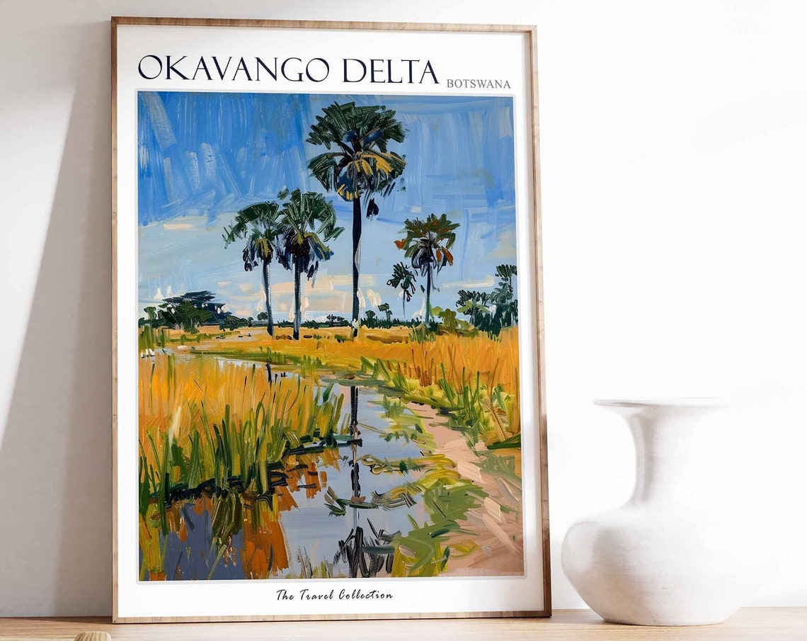 Okavango Delta Botswana Palm Trees Wetland Waterway Art Poster