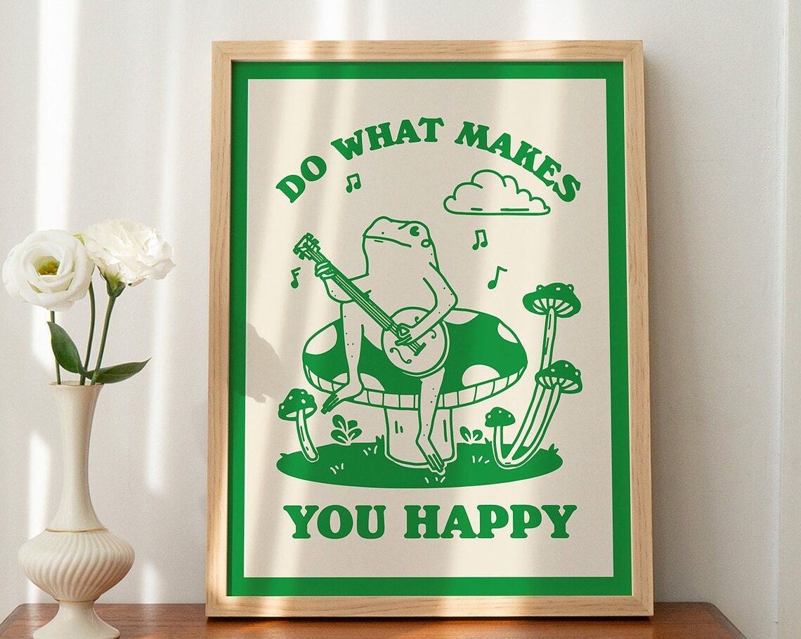 Retro Frog Vintage Positivity Quote Wall Print - Image 2