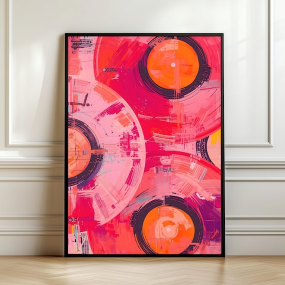 Vinyl Record Pop Decor Art Print, Y2K Style