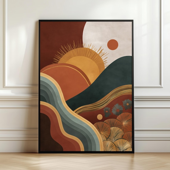 Abstract Sun Boho Celestial Art Print