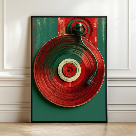 Music Poster Record Player Print Vinyl Wall Art Modern Minimal Turntable Artwork Decor Lover Gift Digital Download