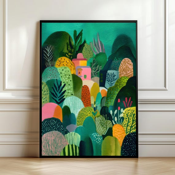 Colorful Abstract Landscape Wall Art Modern Nature Illustration Print Vibrant Botanical Poster Contemporary Home Decor Digital Download