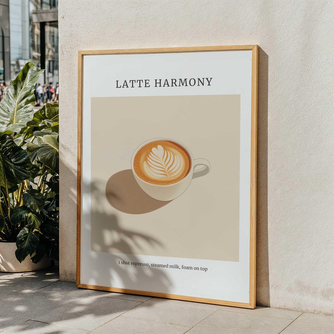 Latte Harmony Espresso Coffee Cup Minimalist Kitchen Art Poster