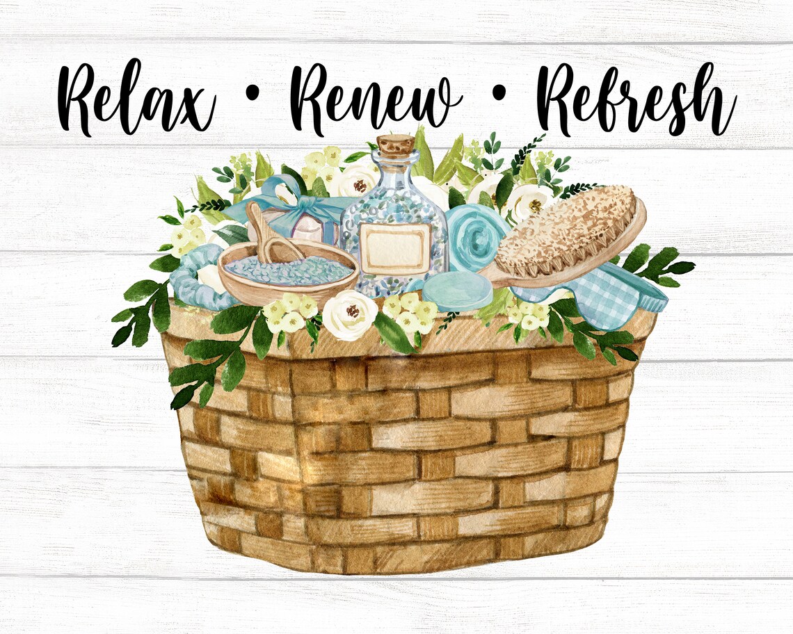 Relax Renew Refresh Spa Basket Bathroom Decor - Image 2