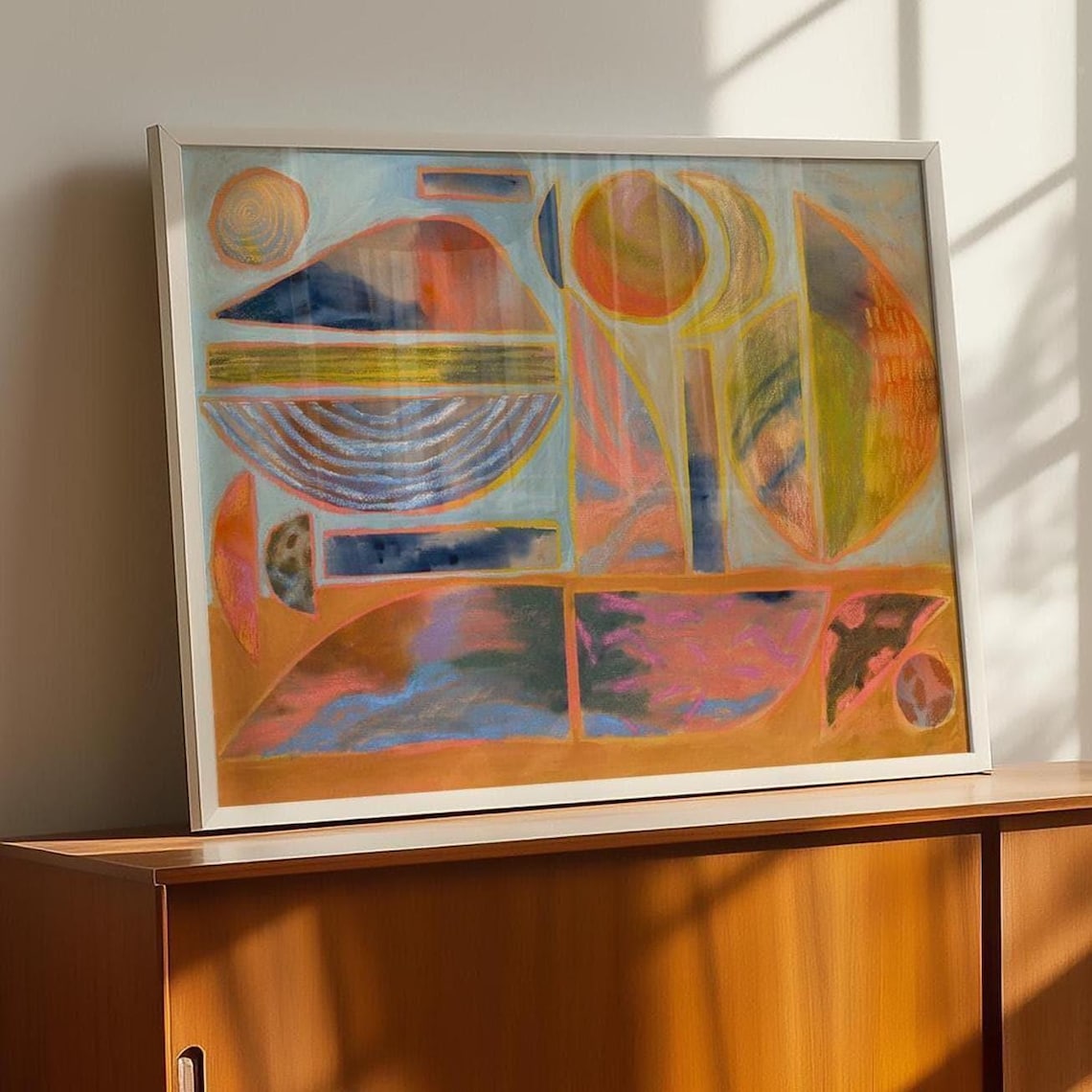 Peach Western Beach Mid-Century Modern Art Print