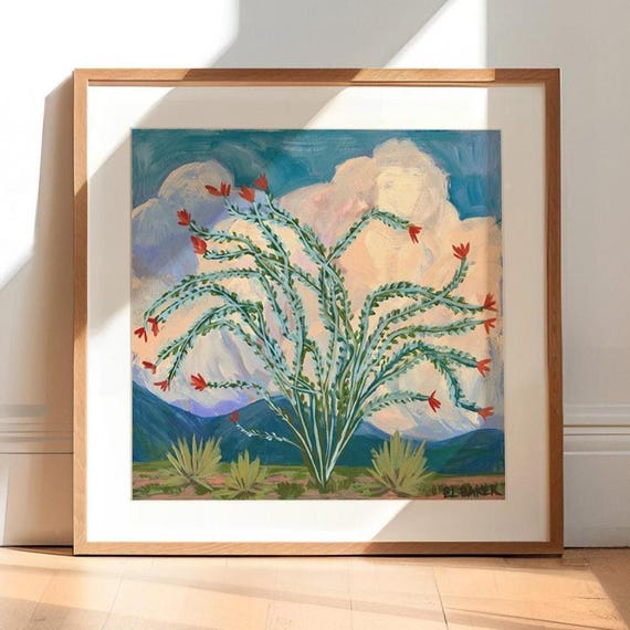 Ocotillo Cactus Art Print, Big Bend Landscape