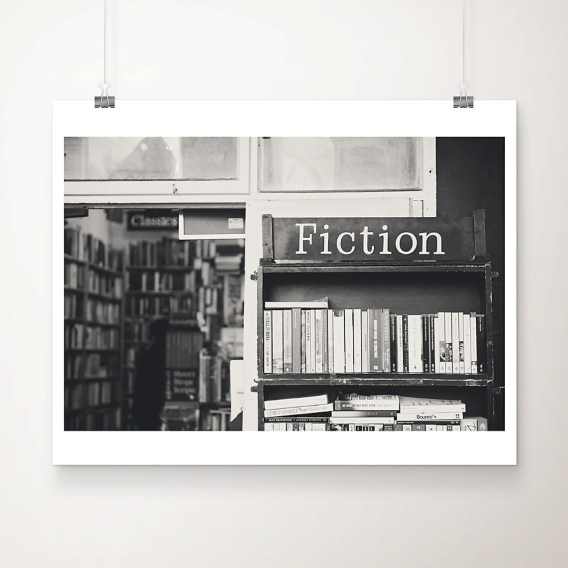 London Bookstore Black And White Photography Art Print