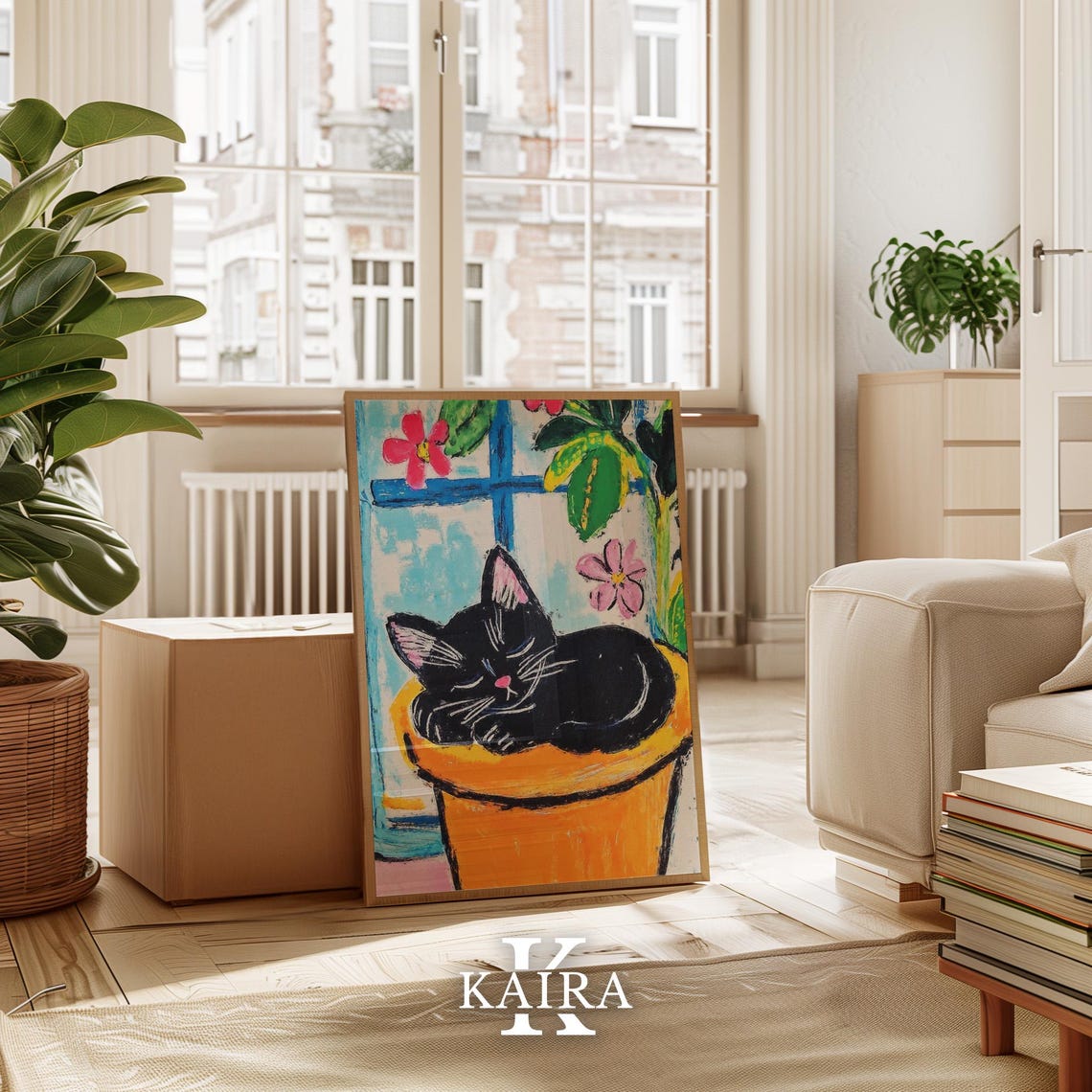 Sleeping Black Kitten Curled Inside a Sunny Flowerpot Poster - Image 3