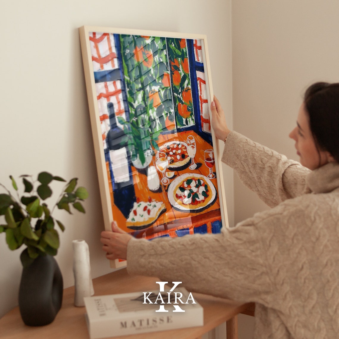 Italian Dinner Table Pizza Wine Painting Kitchen Food Poster - Image 3