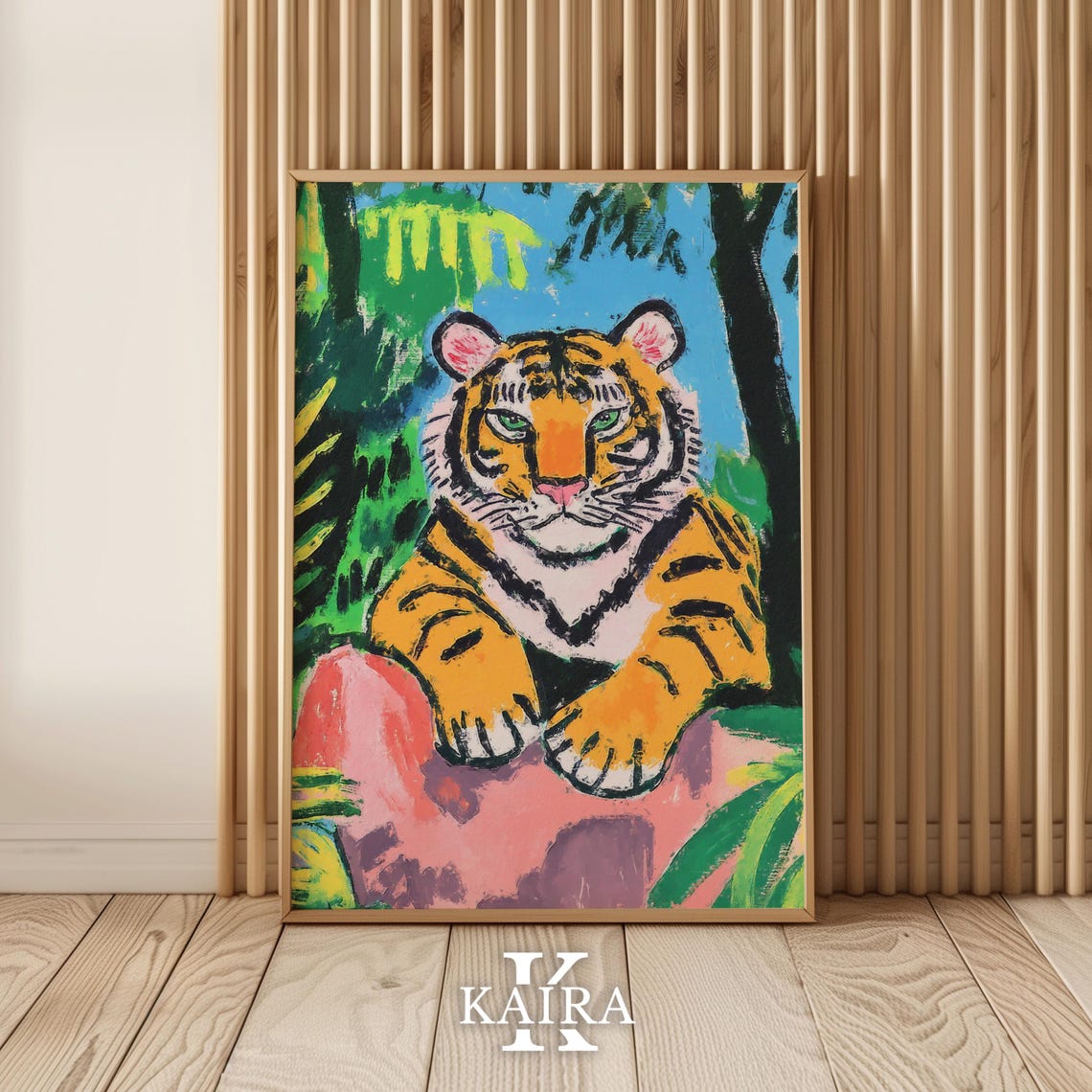 Tiger Cub Portrait Prowling Among Green Jungle Leaves Poster