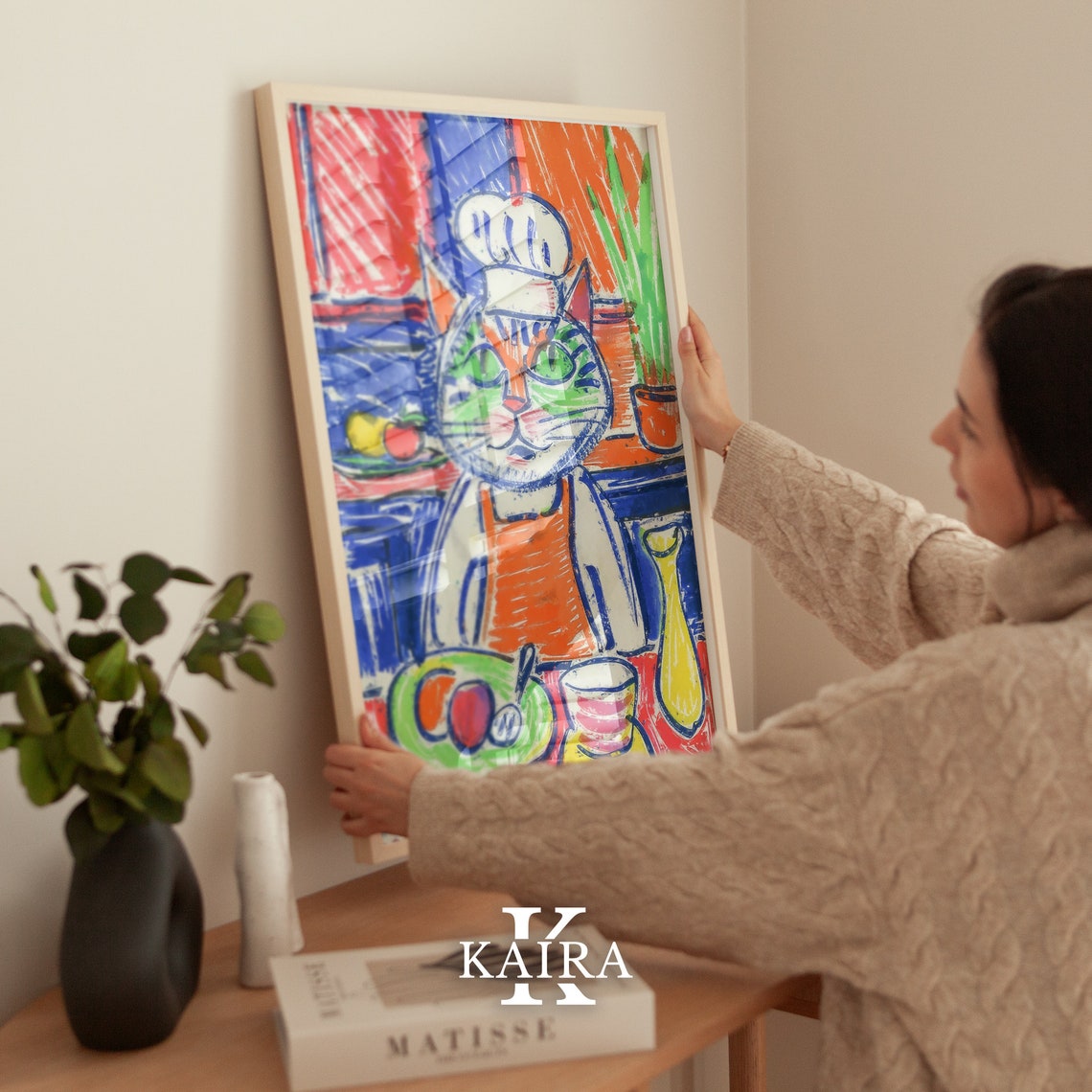 Funny Chef Cat Cooking With Red Apron Kitchen Food Art Poster - Image 5