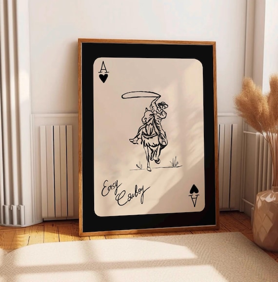 Cowboy Sketch Playing Card Western Art Print