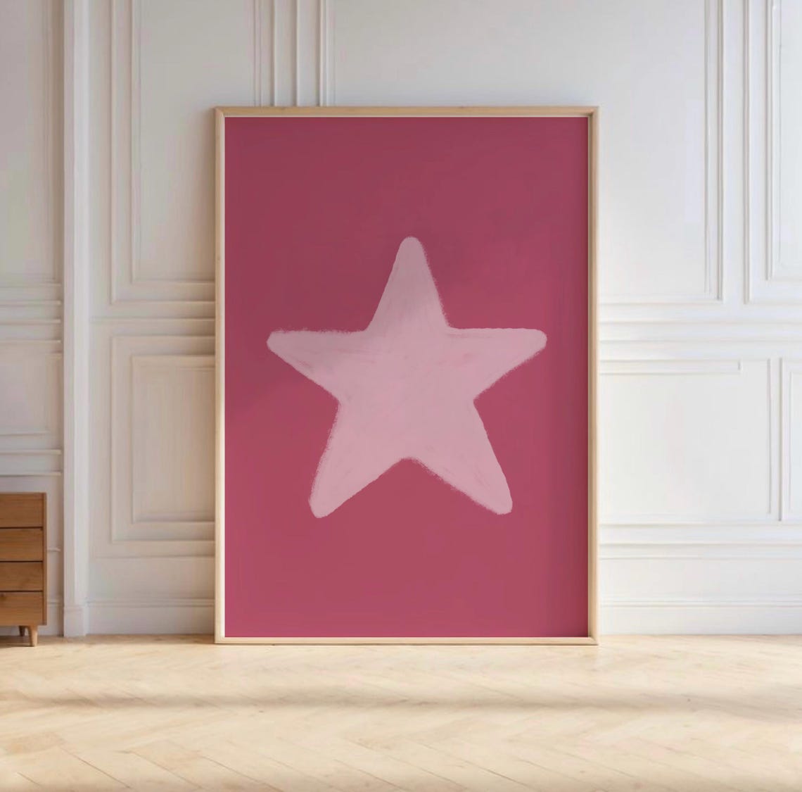 Pink Star Minimalist Hand Drawn Abstract Star Illustration Poster - Image 2