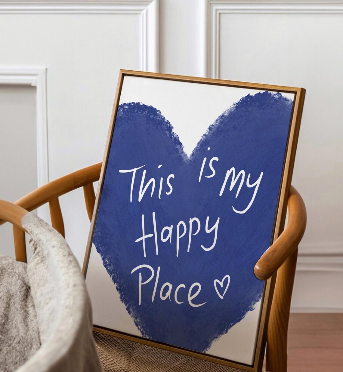 This Is My Happy Place Blue Heart Watercolor Quote Wall Poster - Image 2