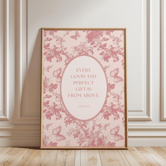 Physical Print Baby Girl Nursery Decor Wall Art Christian Pink Scripture Prints