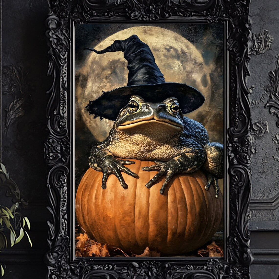 Halloween Toad Art Print, Samhain Moonlit Witchcraft