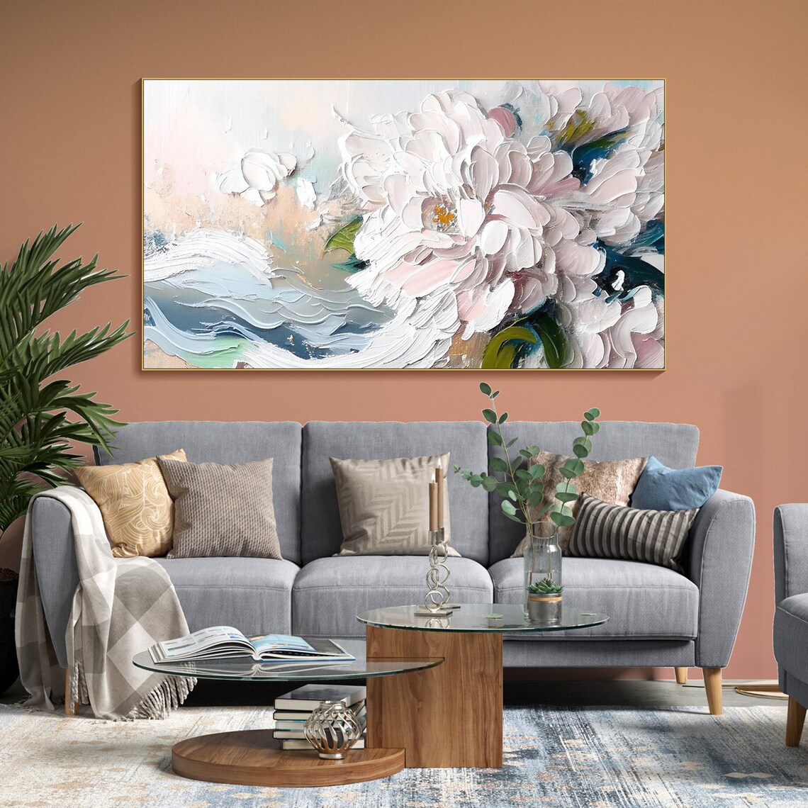 Abstract Flower Painting, Textured Spring Art Print - Image 2