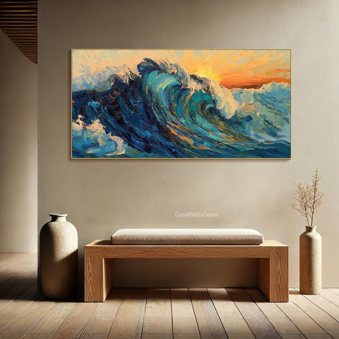 Ocean Wave Sunrise Abstract, Minimalist Art Print - Image 3