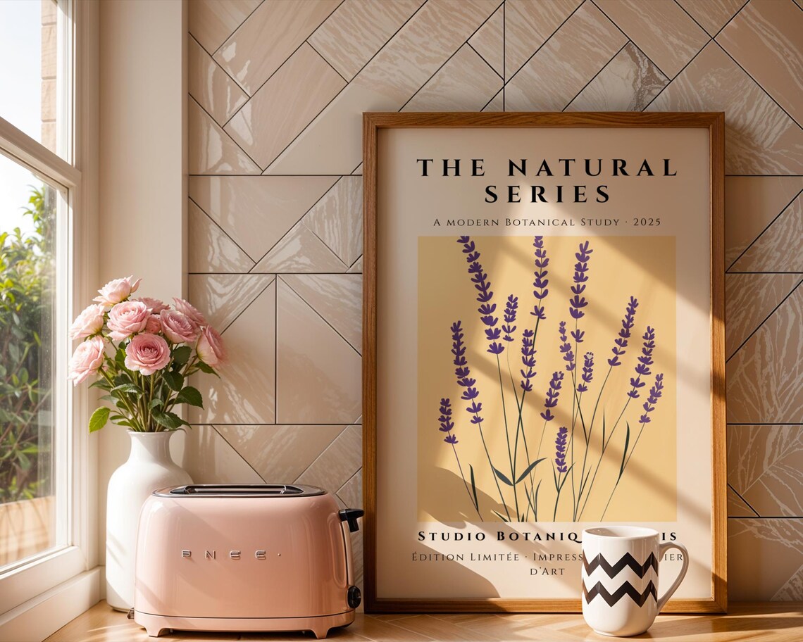 Lavender Flowers, Modern Botanical Art Print for Kitchen
