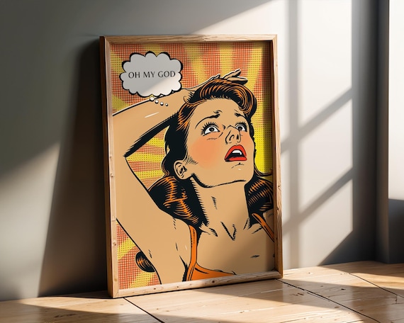 Shocked Retro Comic Woman With Oh My God Thought Bubble Pop Art Poster