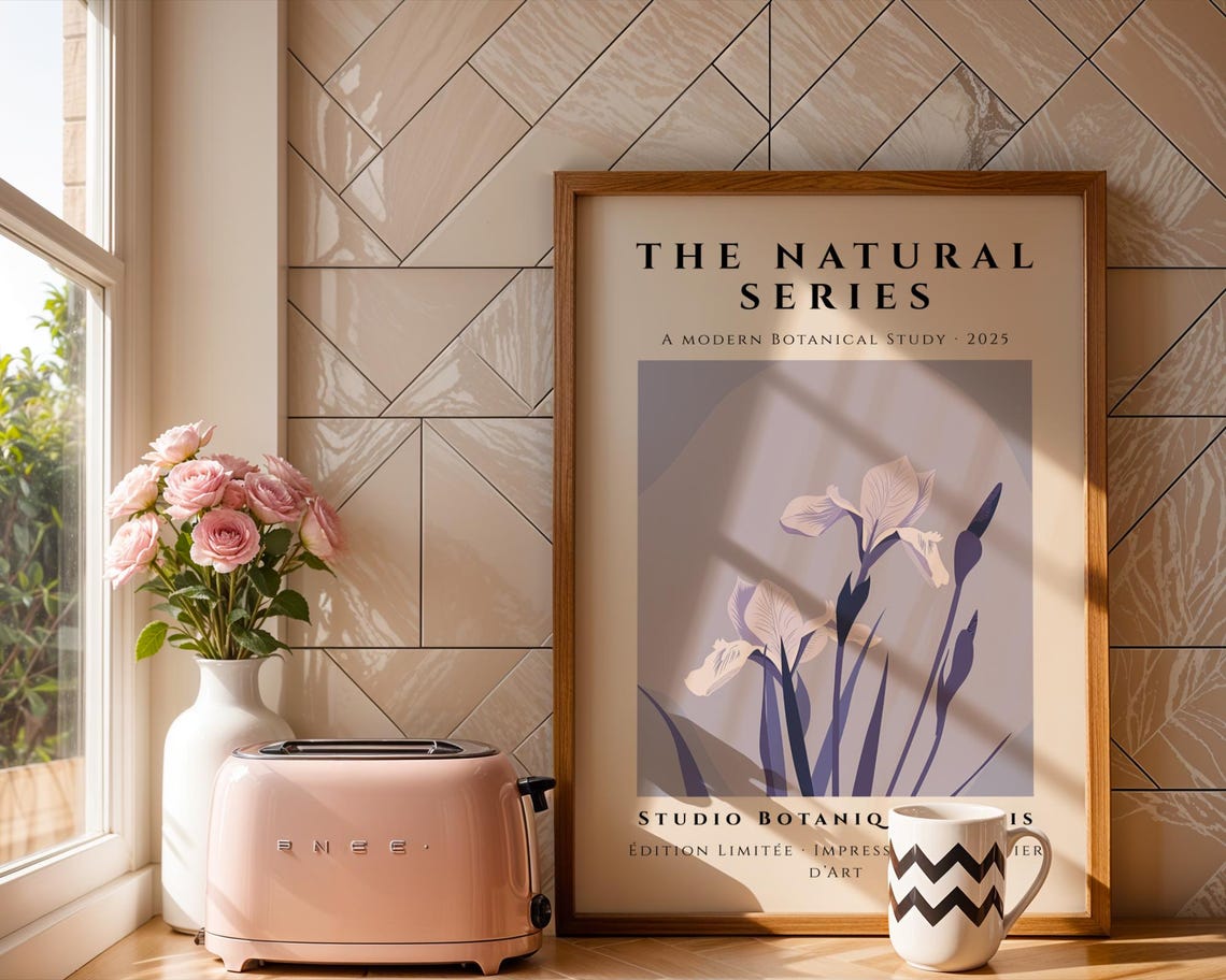 The Natural Series Soft Lilac Iris Flowers Botanical Art Poster