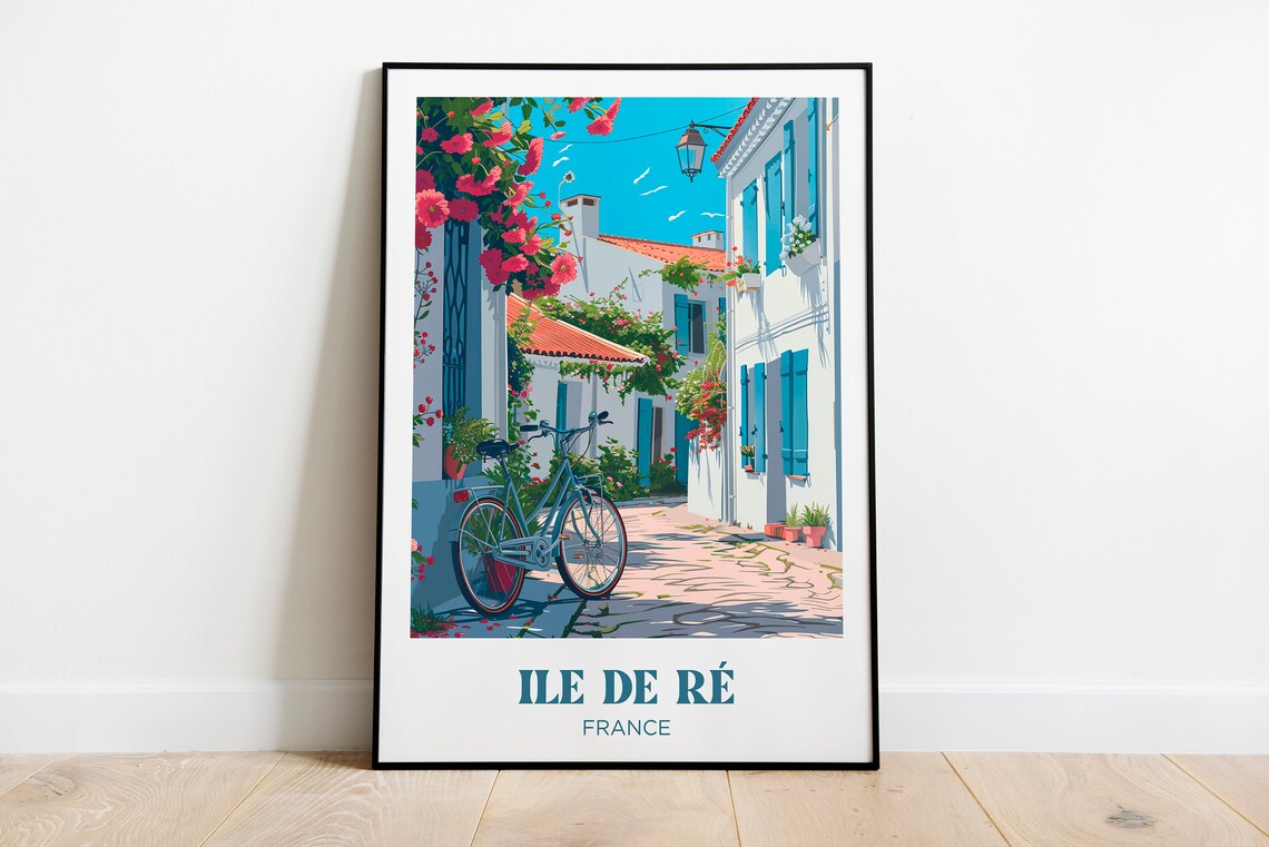 Ile De R Travel Poster, French Watercolor Art Print