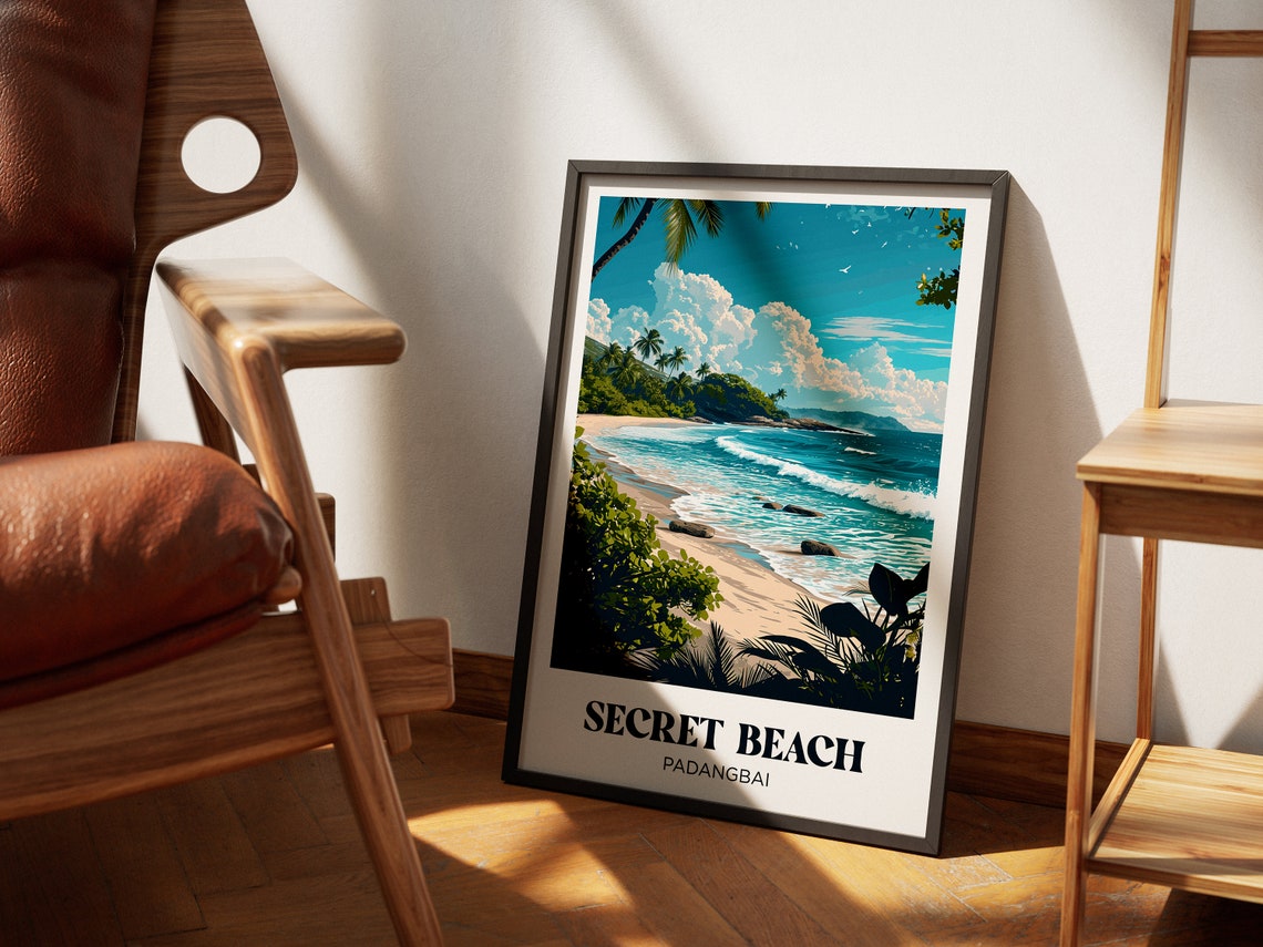 Secret Beach Padangbai Bali Hidden Cove Turquoise Travel Poster - Image 3