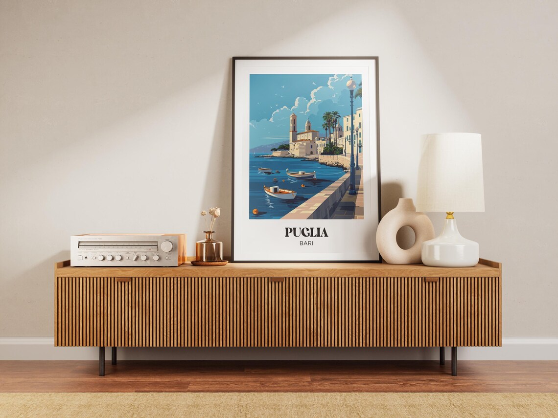 Bari Puglia Travel Poster, Italy Watercolor Decor - Image 2