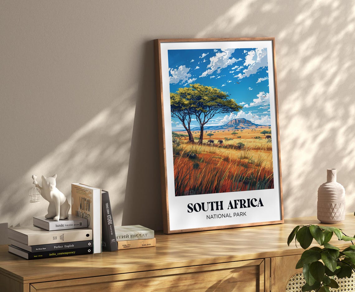 South Africa Poster South Africa Landscape Illustration South Africa Travel Poster South Africa Nature Print South Africa Gift - Image 3