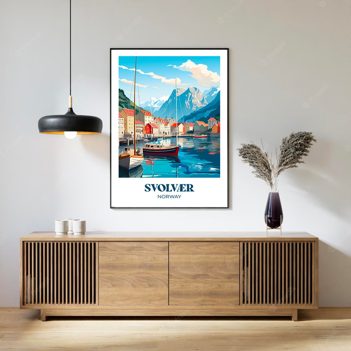 Svolvær Norway Harbor Fishing Boats Fjord Mountains Travel Poster - Image 2