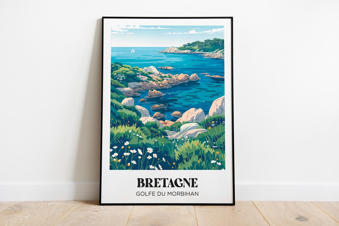 Bretagne France Rocky Coast Wildflowers Gulf of Morbihan Poster