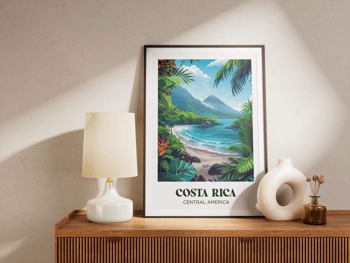 Costa Rica Travel Poster Costa Rica Art Print Costa Rica Painting Illustration Costa Rica Watercolor Home Decor - Image 3
