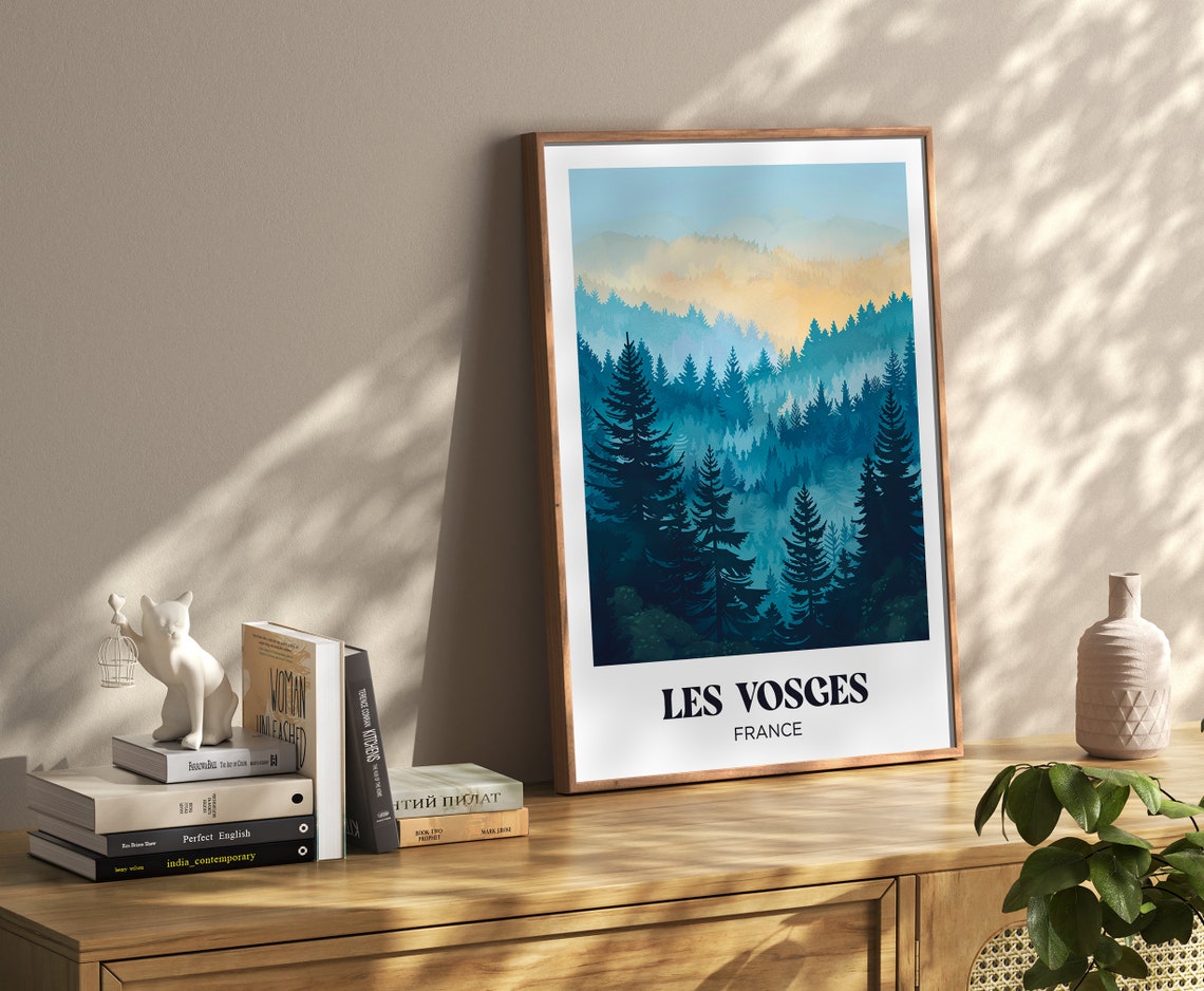 The Vosges Travel Poster The Vosges Illustration The Vosges Travel Poster Eastern France The Vosges Wall Decoration Lorraine Forest - Image 3