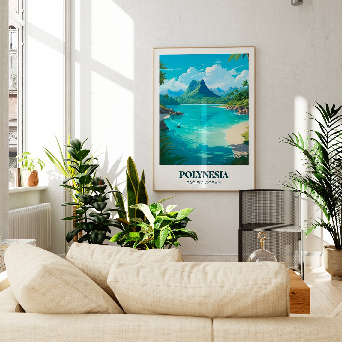 Tahiti Pacific Ocean Travel Poster French Polynesia Wall Art Print Tahiti Painting Illustration Tahiti Watercolor Home Decor - Image 3