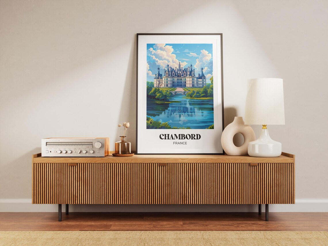 Chambord France Chateau Reflection Loire Valley Travel Poster - Image 2