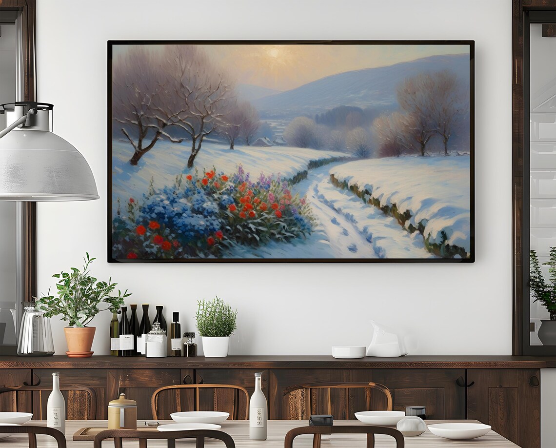 Winter Wonderland Landscape Painting, Peaceful Landscape