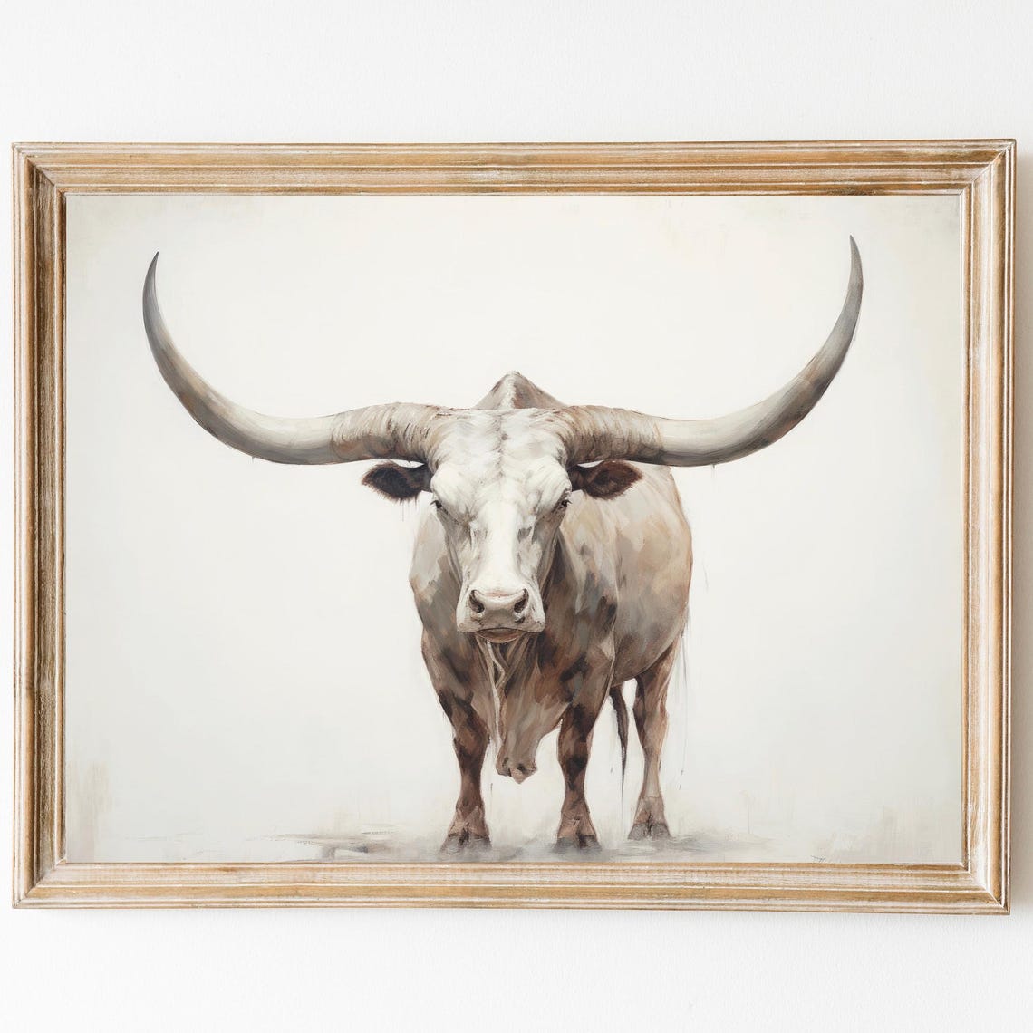 Texas Longhorn Steer Front View On White Watercolor Art Poster