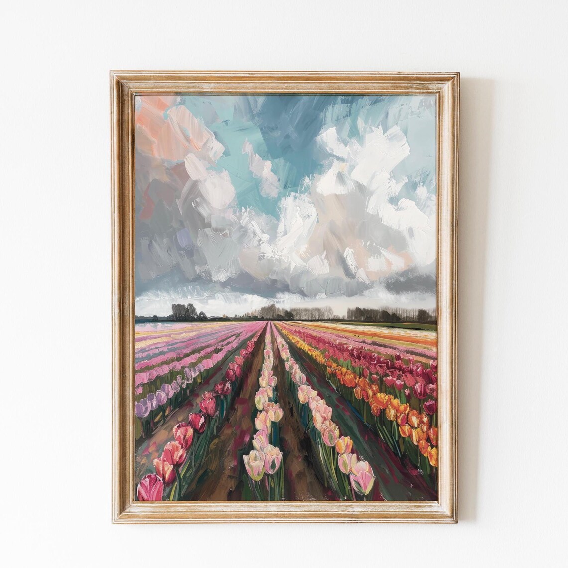 Tulip Field Vintage Botanical Art Print, Amsterdam