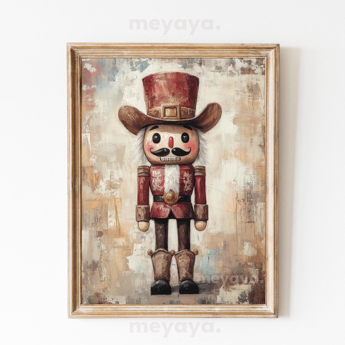 Cowboy Nutcracker Art Print, Texas Holiday Decor