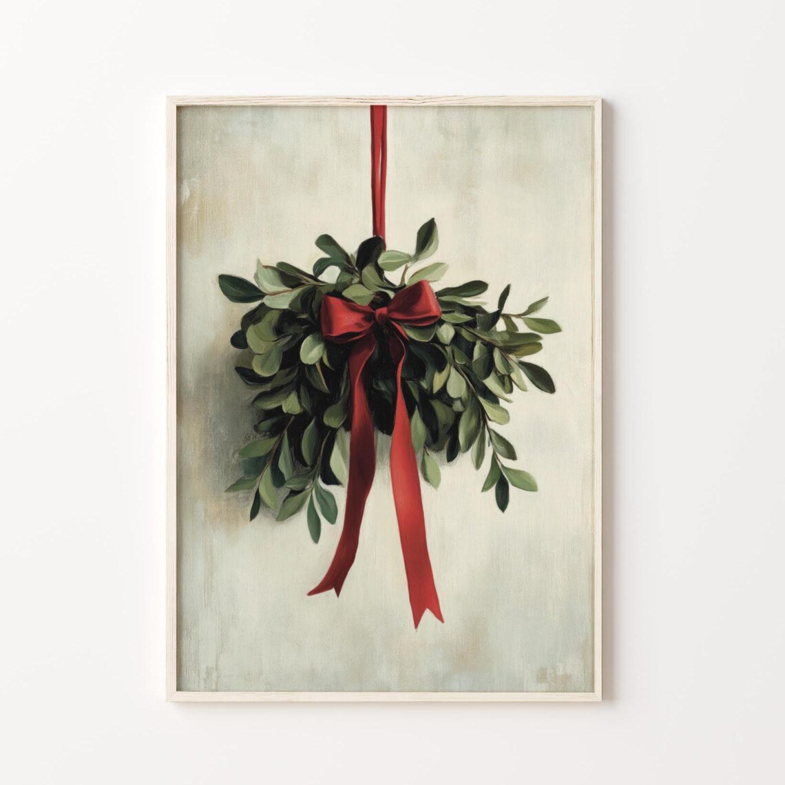 Vintage Christmas Mistletoe Art Print, Boho Decor - Image 3