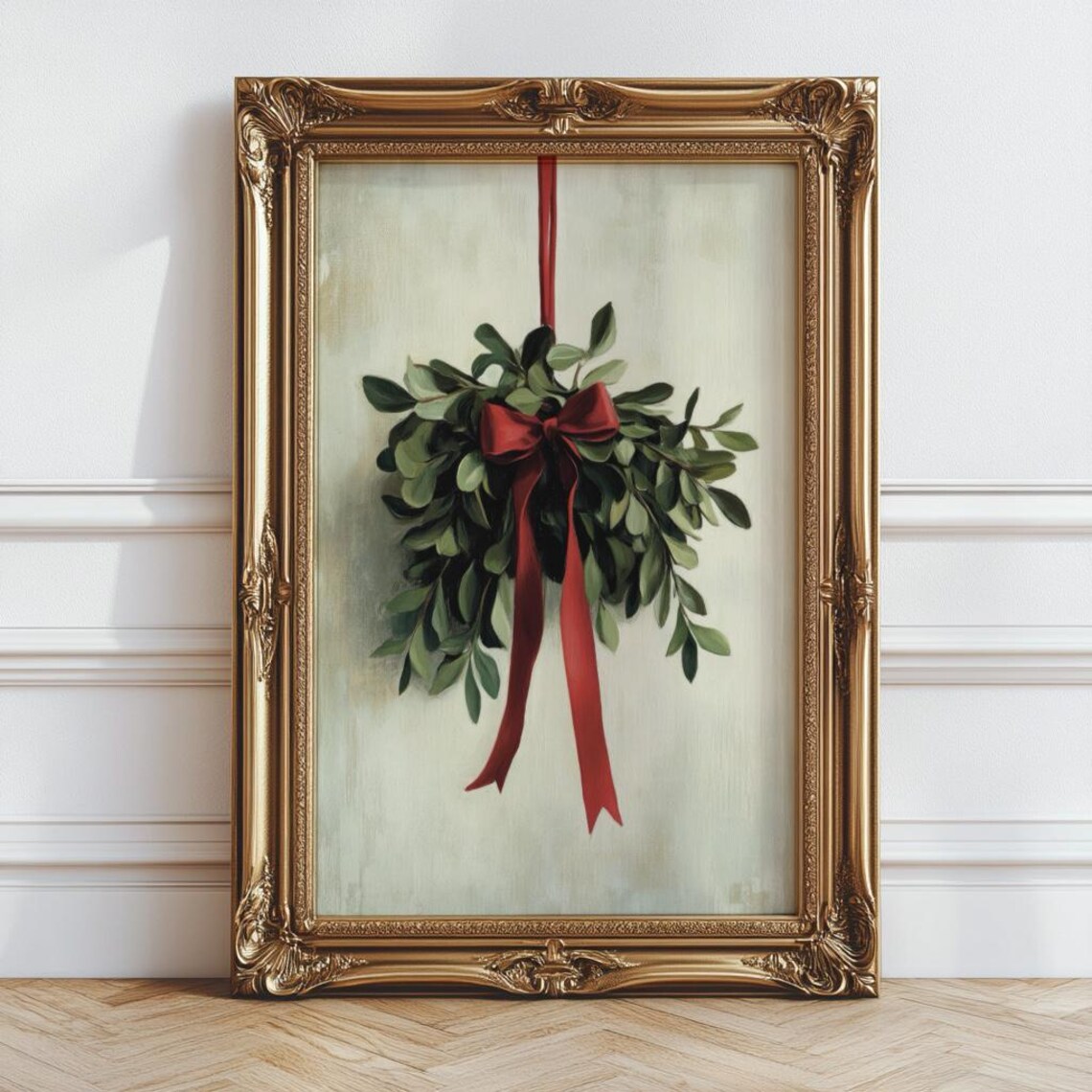 Vintage Christmas Mistletoe Art Print, Boho Decor - Image 5