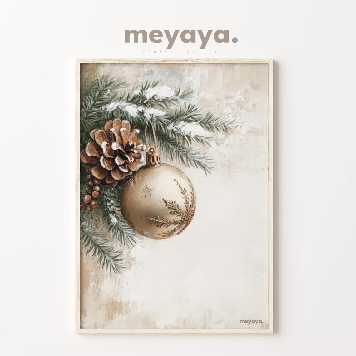 Christmas Gold Ornament Vintage Holiday Art Print - Image 3