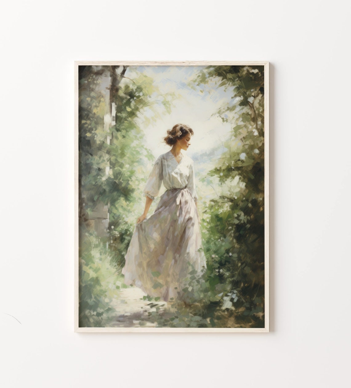 Vintage Woman Walking Garden Print Secret Garden Art Print Farmhouse Spring Garden Decor Countryside Garden Download - Image 5