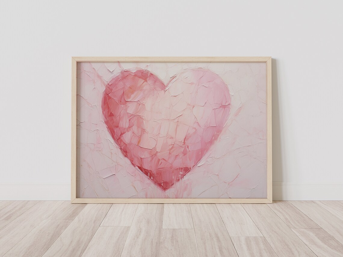 Vintage Pink Heart Art Print, Valentine Love Decor - Image 5