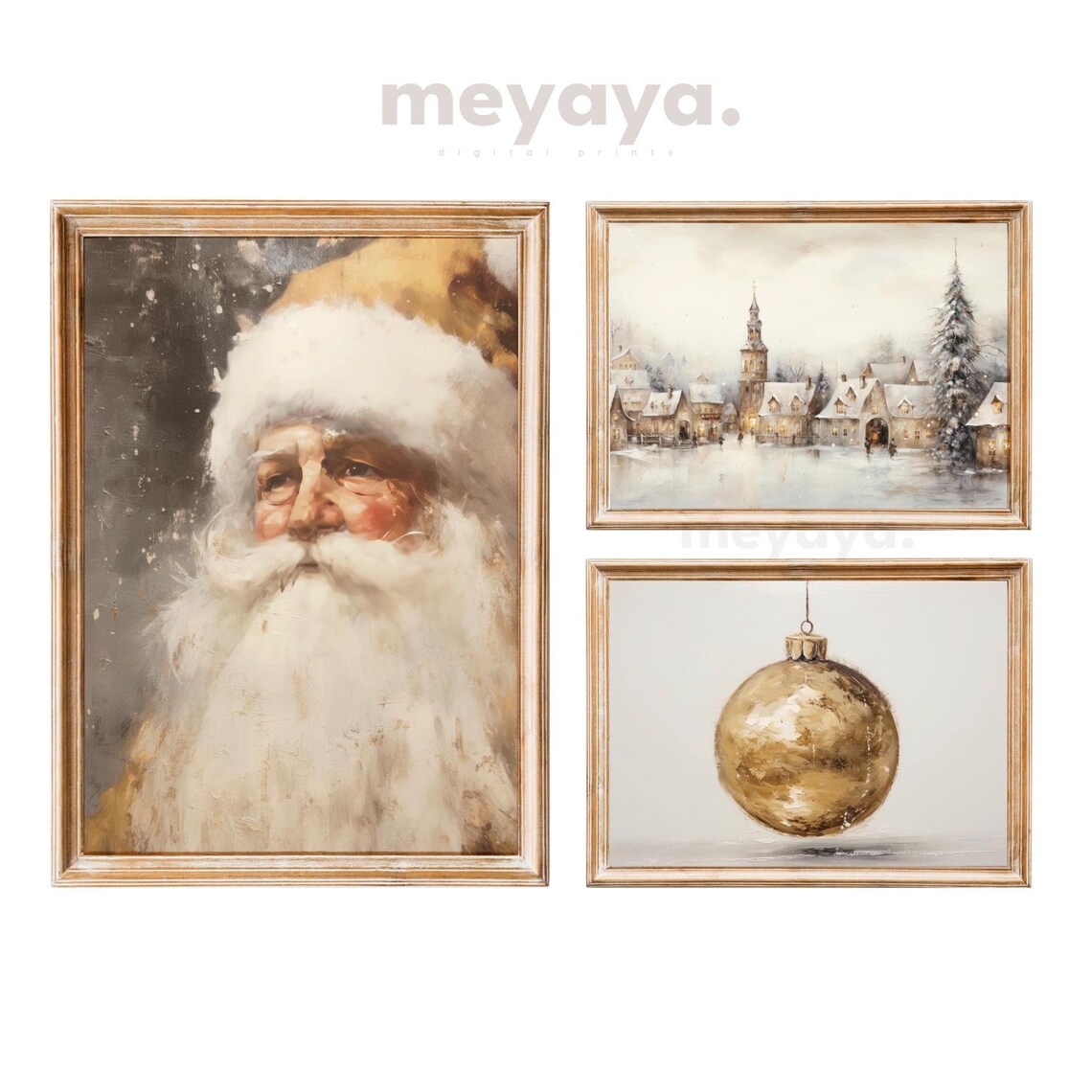Winter Village Vintage Christmas Painting, Holiday Decor - Image 5